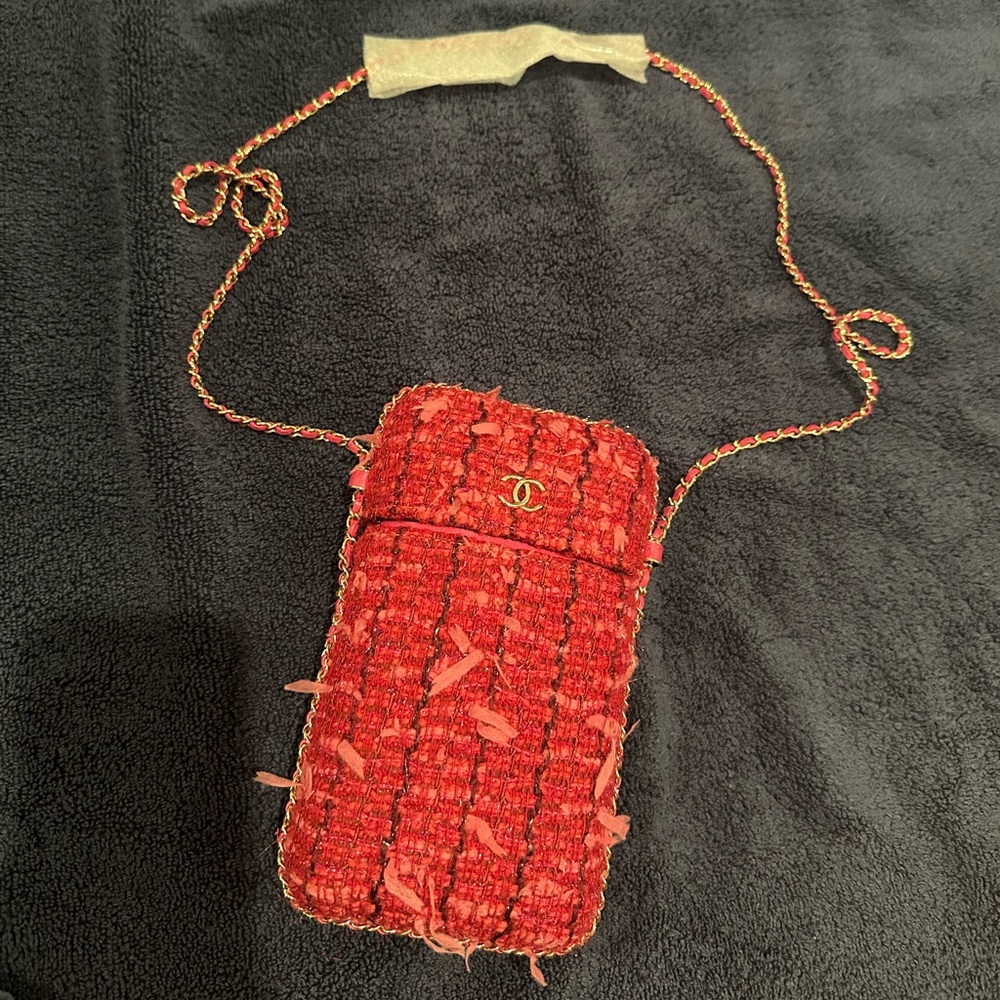 Chanel Red Tweed Crossbody Bag